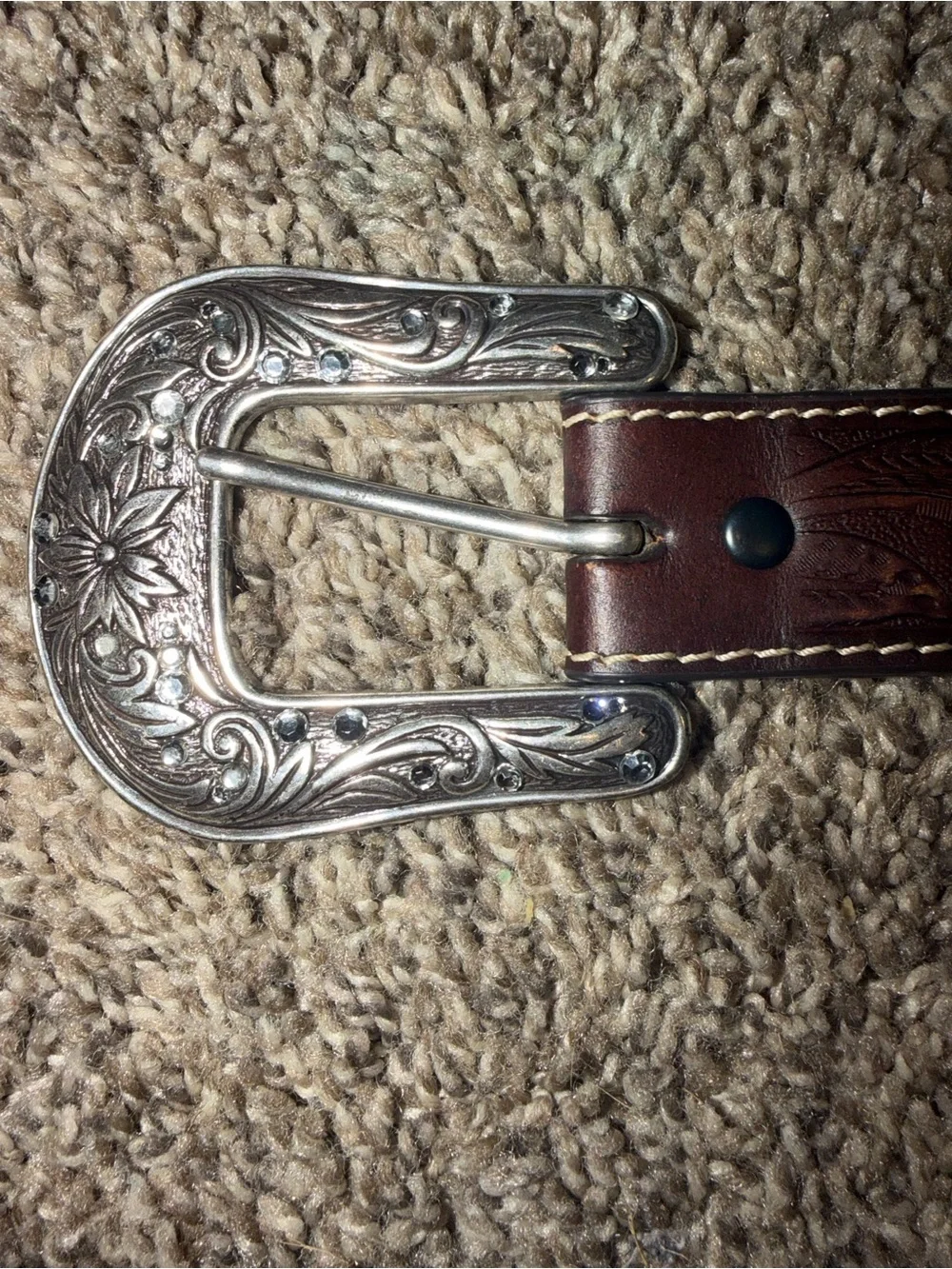 ARIAT GIRLS' TOOLED RHINESTONES OVERLAY BELT Size 27